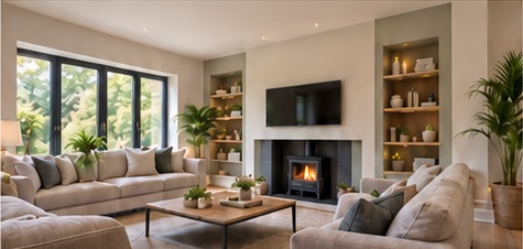 AI-generated illustration: comfortable renovated living room